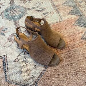 FRANCO SARTO HARLET 2 LEATHER Mule adjustable strap 3in stack heel 9M.